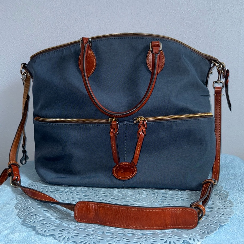 Navy blue satchel style purse